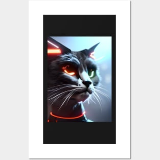 Cyberpunk Cat - Modern Digital Art Posters and Art